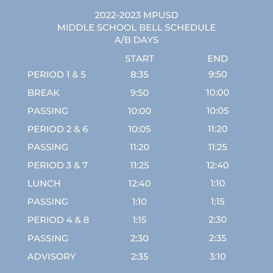 Middle School A/B Bell Schedule